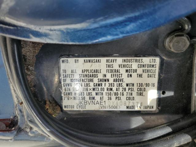 JKBVNAE10XA087374 - 1999 KAWASAKI VN1500 E BLUE photo 9