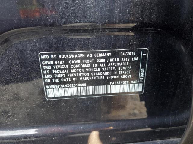 WVWBP7ANXGE518606 - 2016 VOLKSWAGEN CC BASE BLACK photo 12