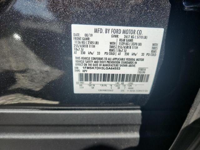 1FMSK7DH3LGA64553 - 2020 FORD EXPLORER XLT Boz foto 14