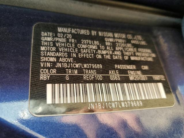 JN1BJ1CW7LW379689 - 2020 NISSAN ROGUE SPOR S BLUE photo 13