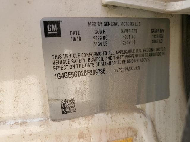 1G4GE5GD2BF209788 - 2011 BUICK LACROSSE CXS CREAM photo 12