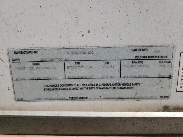 5JXCT14245S081642 - 2005 UTILITY TRAILER Ağ foto 10