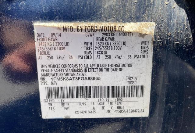 1FM5K8AT3FGA88965 - 2015 FORD EXPLORER POLICE INTERCEPTOR 蓝色 照片 10