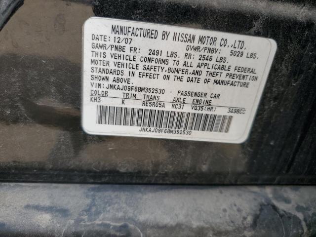 JNKAJ09F68M352530 - 2008 INFINITI EX35 BASE BLACK photo 12