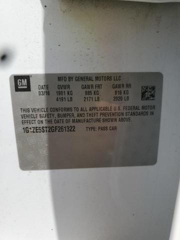 1G1ZE5ST2GF261322 - 2016 CHEVROLET MALIBU LT WHITE photo 12