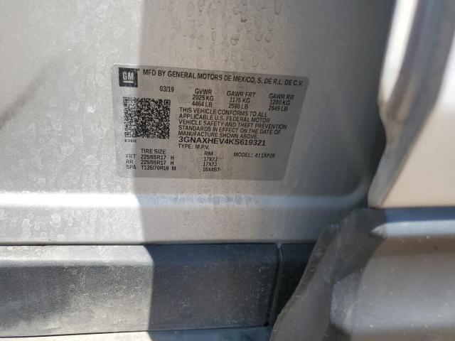 3GNAXHEV4KS619321 - 2019 CHEVROLET EQUINOX LS ვერცხლისფერი ფოტო 12