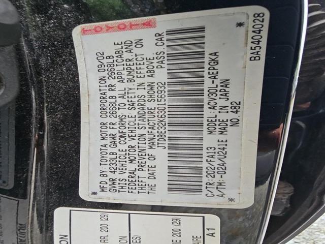 JTDBE32K630156932 - 2003 TOYOTA CAMRY LE BLACK photo 9