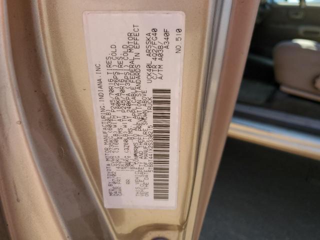 5TBBT441X2S330215 - 2002 TOYOTA TUNDRA ACCESS CAB GOLD photo 13