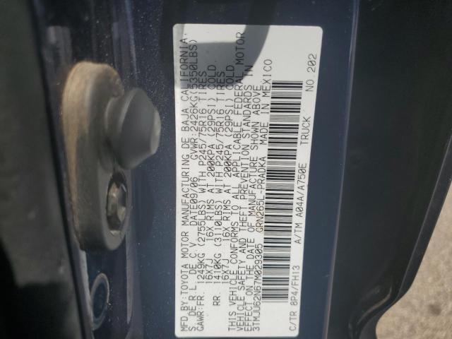 3TMJU62N67M029305 - 2007 TOYOTA TACOMA DOUBLE CAB PRERUNNER BLUE photo 12