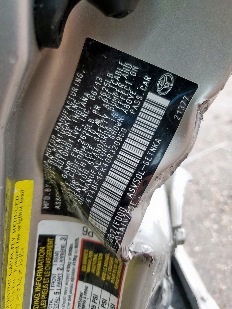 4T4BF1FK4DR320959 - 2013 TOYOTA CAMRY L GOLD photo 13