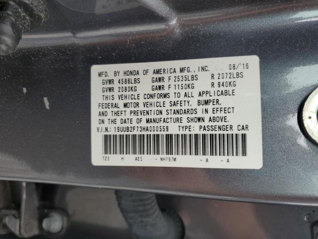 19UUB2F73HA000559 - 2017 ACURA TLX ADVANCE GRAY photo 12
