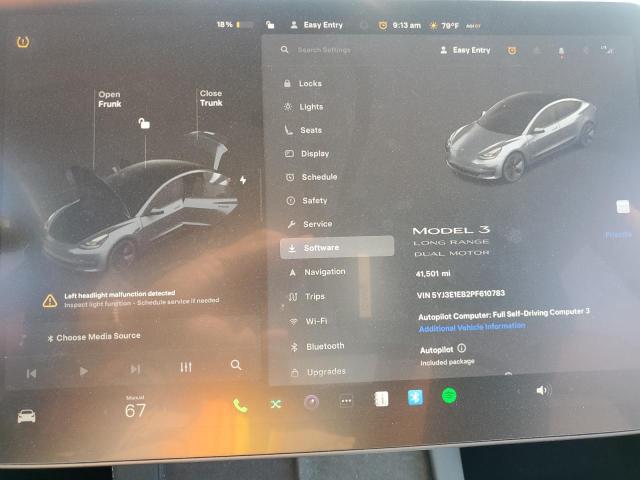 5YJ3E1EB2PF610783 - 2023 TESLA MODEL 3 GRAY photo 9