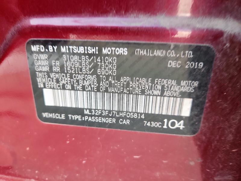 ML32F3FJ7LHF05814 - 2020 MITSUBISHI MIRAGE G4 ES 勃艮第红 照片 12
