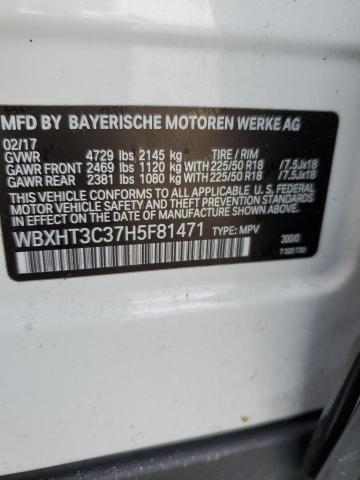 WBXHT3C37H5F81471 - 2017 BMW X1 XDRIVE28I WHITE photo 13