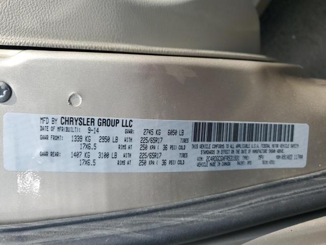 2C4RDGCGXFR531931 - 2015 DODGE CARAVAN SXT TAN photo 13