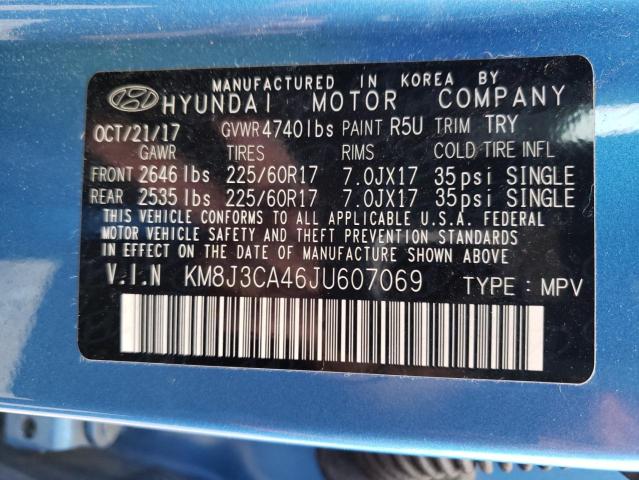 KM8J3CA46JU607069 - 2018 HYUNDAI TUCSON SEL BLUE photo 14