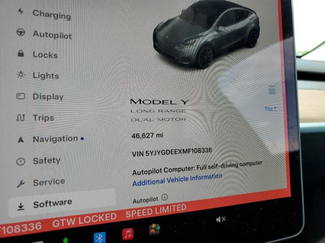 5YJYGDEEXMF108336 - 2021 TESLA MODEL Y GRAY photo 9