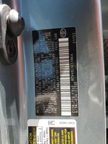 4T4BE46K19R121993 - 2009 TOYOTA CAMRY BASE Dəniz mavisi foto 12