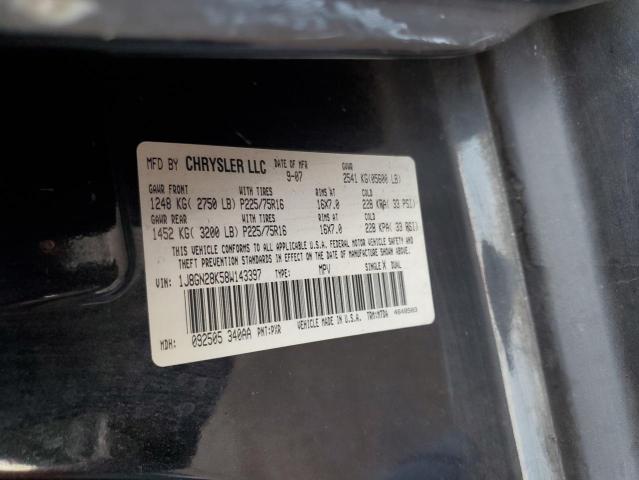 1J8GN28K58W143397 - 2008 JEEP LIBERTY SPORT BLACK photo 12