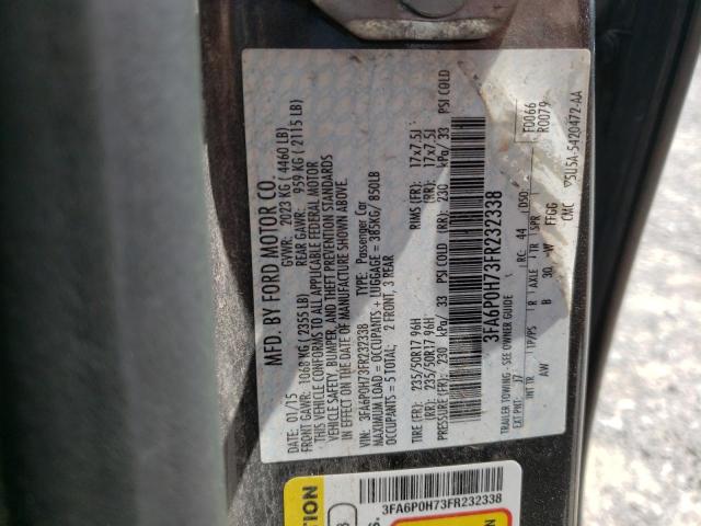 3FA6P0H73FR232338 - 2015 FORD FUSION SE CHARCOAL photo 12