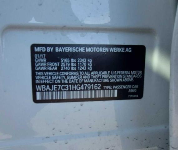 WBAJE7C31HG479162 - 2017 BMW 540 XI WHITE photo 10