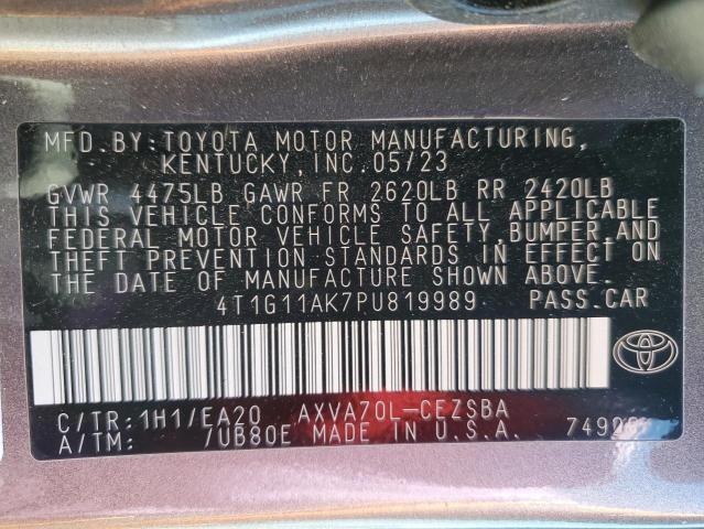 4T1G11AK7PU819989 - 2023 TOYOTA CAMRY SE NIGHT SHADE GRAY photo 12