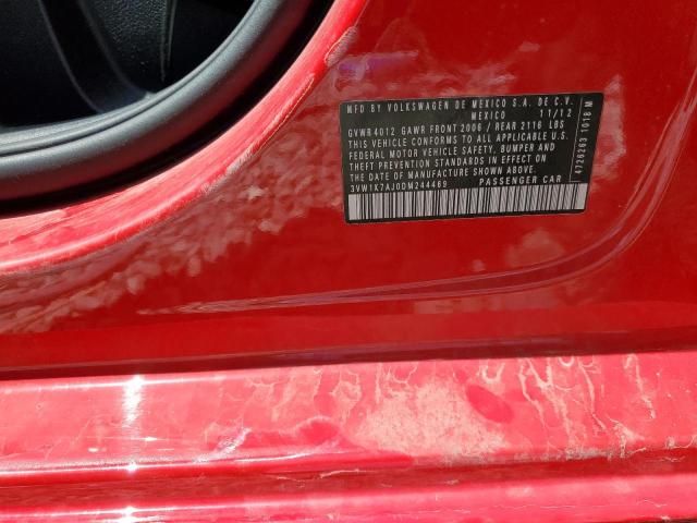 3VW1K7AJ0DM244469 - 2013 VOLKSWAGEN JETTA BASE 红色 照片 12