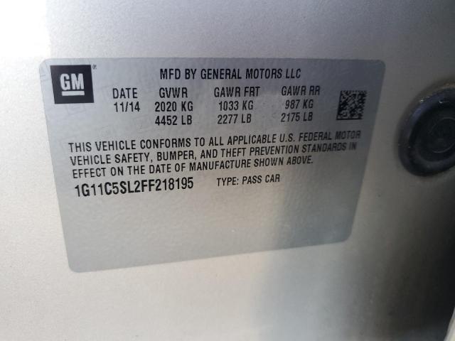 1G11C5SL2FF218195 - 2015 CHEVROLET MALIBU 1LT 米色 照片 12