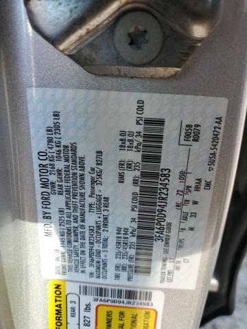 3FA6P0D94JR234583 - 2018 FORD FUSION TITANIUM/PLATINUM SILVER photo 12