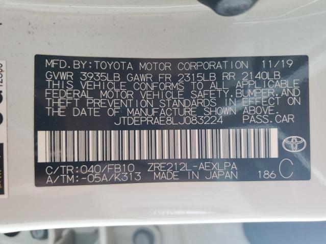 JTDEPRAE8LJ083224 - 2020 TOYOTA COROLLA LE თეთრი ფოტო 13