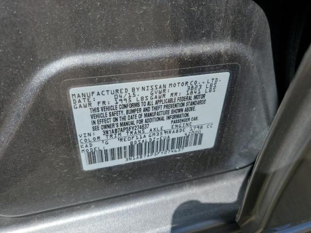 3N1AB7AP5FY274637 - 2015 NISSAN SENTRA S GRAY photo 13