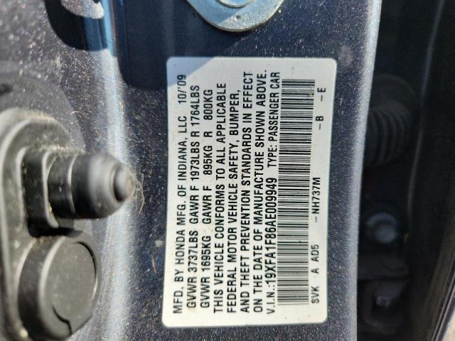 19XFA1F86AE009949 - 2010 HONDA CIVIC EX CHARCOAL photo 12