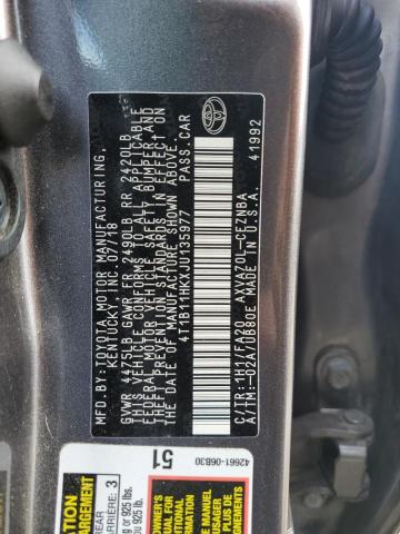 4T1B11HKXJU135977 - 2018 TOYOTA CAMRY L CHARCOAL photo 13