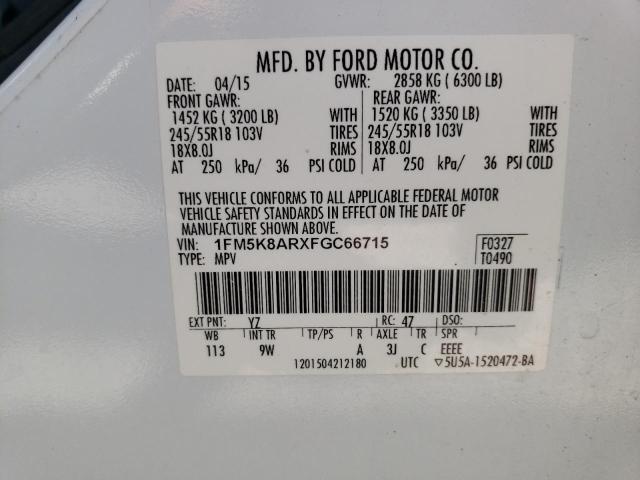 1FM5K8ARXFGC66715 - 2015 FORD EXPLORER POLICE INTERCEPTOR Ağ foto 12