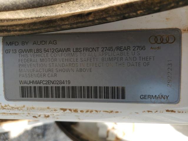 WAUHMAFC2EN028419 - 2014 AUDI A6 PRESTIGE თეთრი ფოტო 13