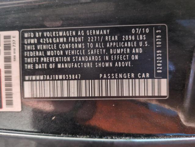 WVWMM7AJ1BW039847 - 2011 VOLKSWAGEN GOLF BLACK photo 13