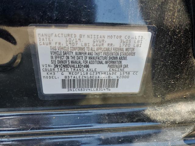 3N1CN8DV4LL831496 - 2020 NISSAN VERSA S BLACK photo 12