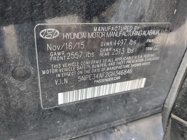 5NPE34AF2GH346846 - 2016 HYUNDAI SONATA SPORT BLACK photo 12