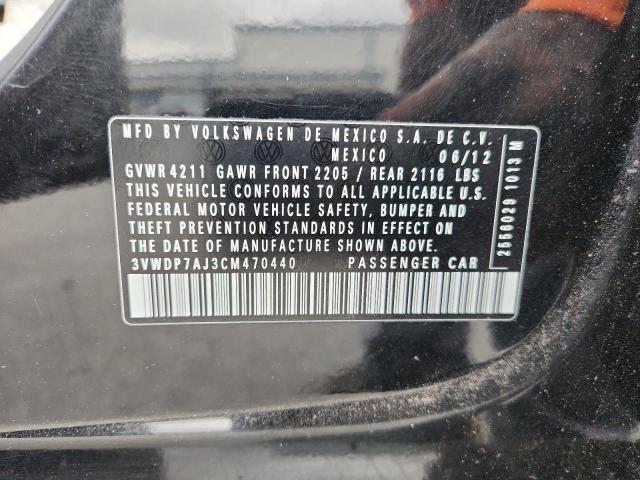3VWDP7AJ3CM470440 - 2012 VOLKSWAGEN JETTA SE BLACK photo 13