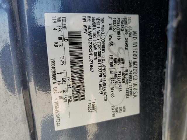 5LMFU28R34LJ27867 - 2004 LINCOLN NAVIGATOR ლურჯი ფოტო 14