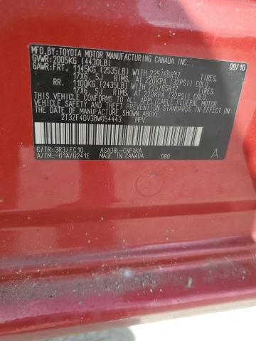 2T3ZF4DV3BW054443 - 2011 TOYOTA RAV4 RED photo 13