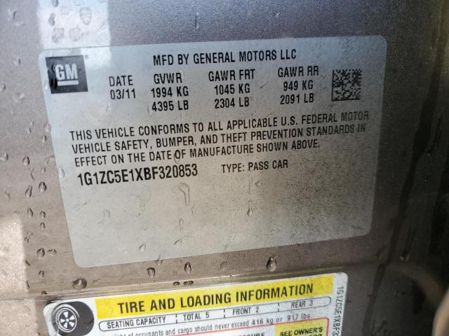 1G1ZC5E1XBF320853 - 2011 CHEVROLET MALIBU 1LT 灰色 照片 12