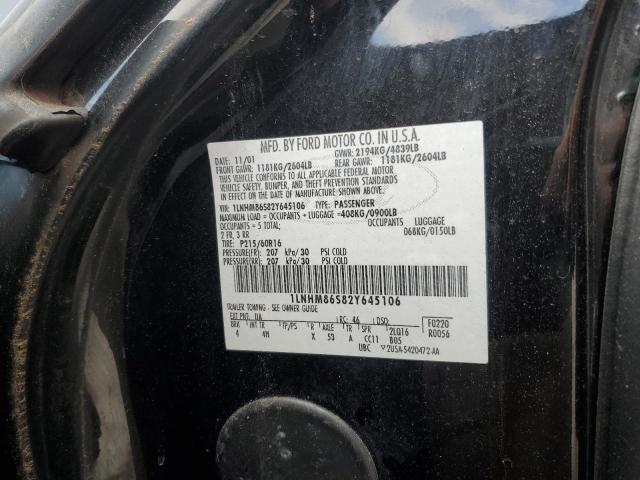 1LNHM86S82Y645106 - 2002 LINCOLN LS BLACK photo 12