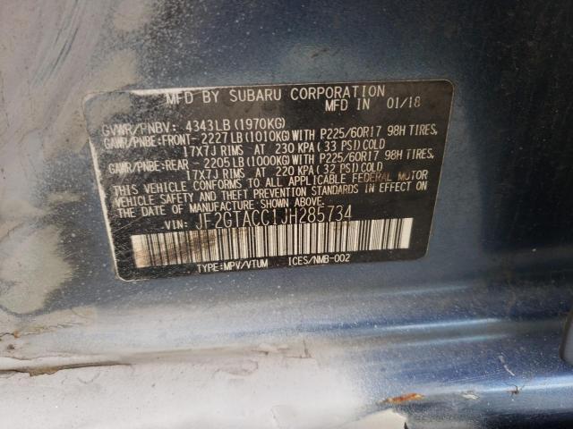 JF2GTACC1JH285734 - 2018 SUBARU CROSSTREK PREMIUM 蓝色 照片 12