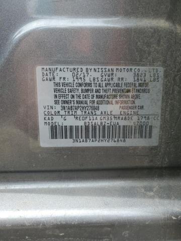 3N1AB7AP2HY276848 - 2017 NISSAN SENTRA S GRAY photo 13