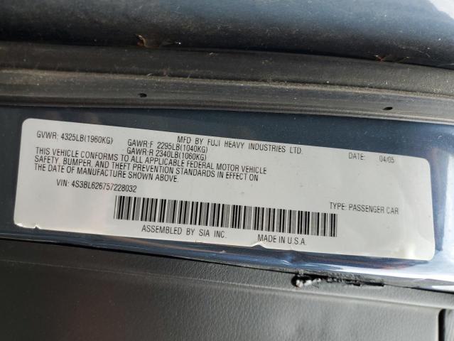 4S3BL626757228032 - 2005 SUBARU LEGACY 2.5I LIMITED BLUE photo 12