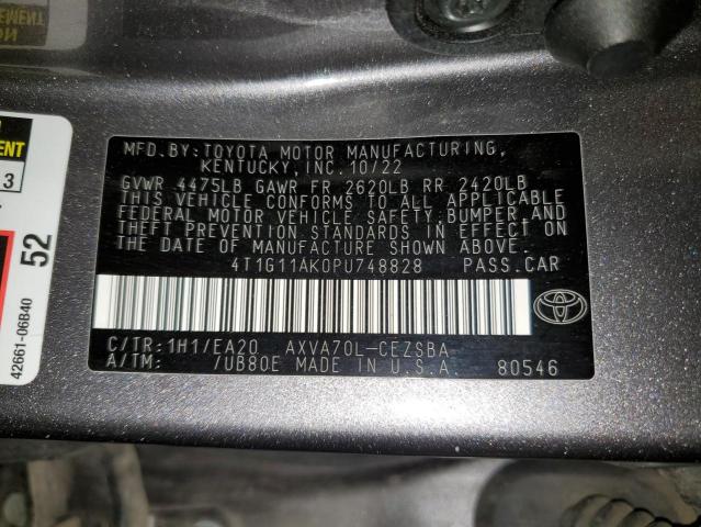 4T1G11AK0PU748828 - 2023 TOYOTA CAMRY SE NIGHT SHADE GRAY photo 12