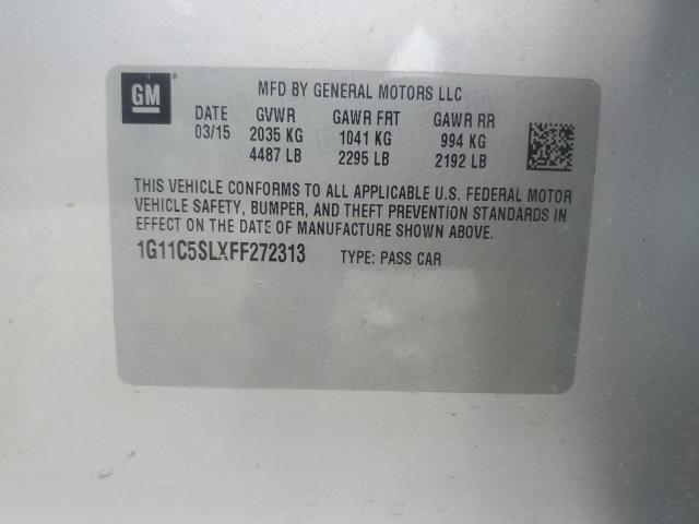 1G11C5SLXFF272313 - 2015 CHEVROLET MALIBU 1LT 银色 照片 12