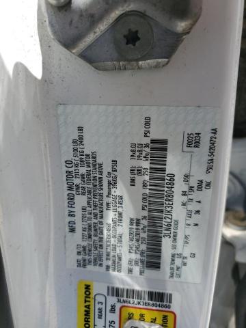 3LN6L2JK3ER804860 - 2014 LINCOLN MKZ WHITE photo 12