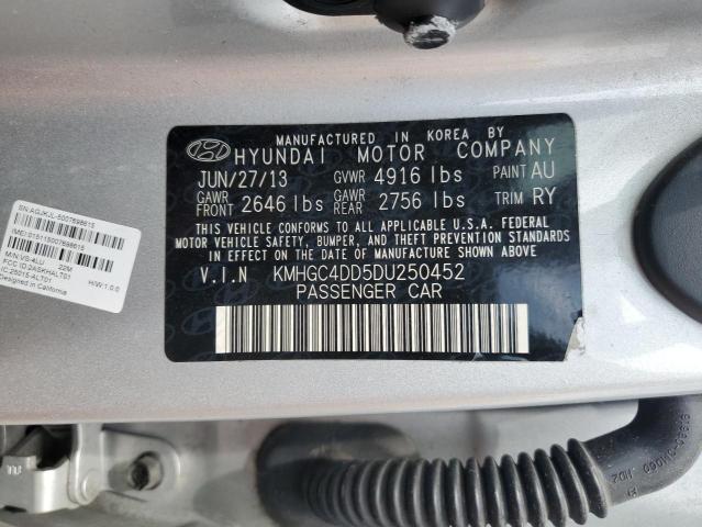 KMHGC4DD5DU250452 - 2013 HYUNDAI GENESIS 3.8L SILVER photo 12